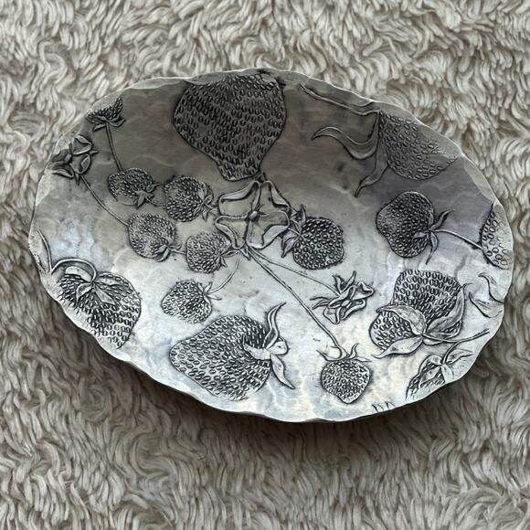 Vintage Other - Vintage DeMarsh Forge Strawberry Plate Soap Trinket Dish Made in USA SIlver